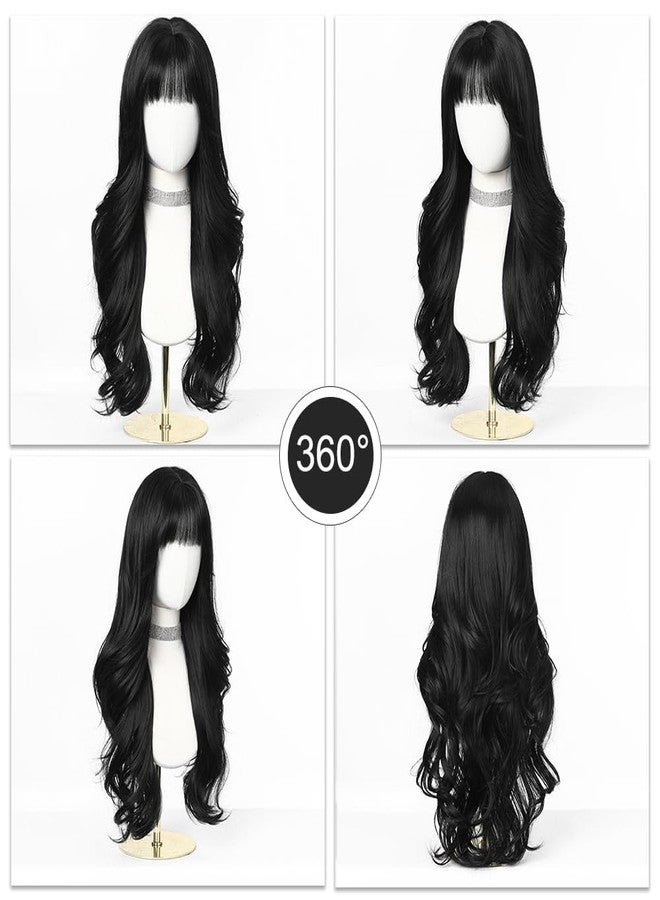 اسمي شعر مستعار أسود طويل مموج من إسمي للنساء مع غرة، شعر صناعي طبيعي للاستخدام اليومي والحفلات - Image 5